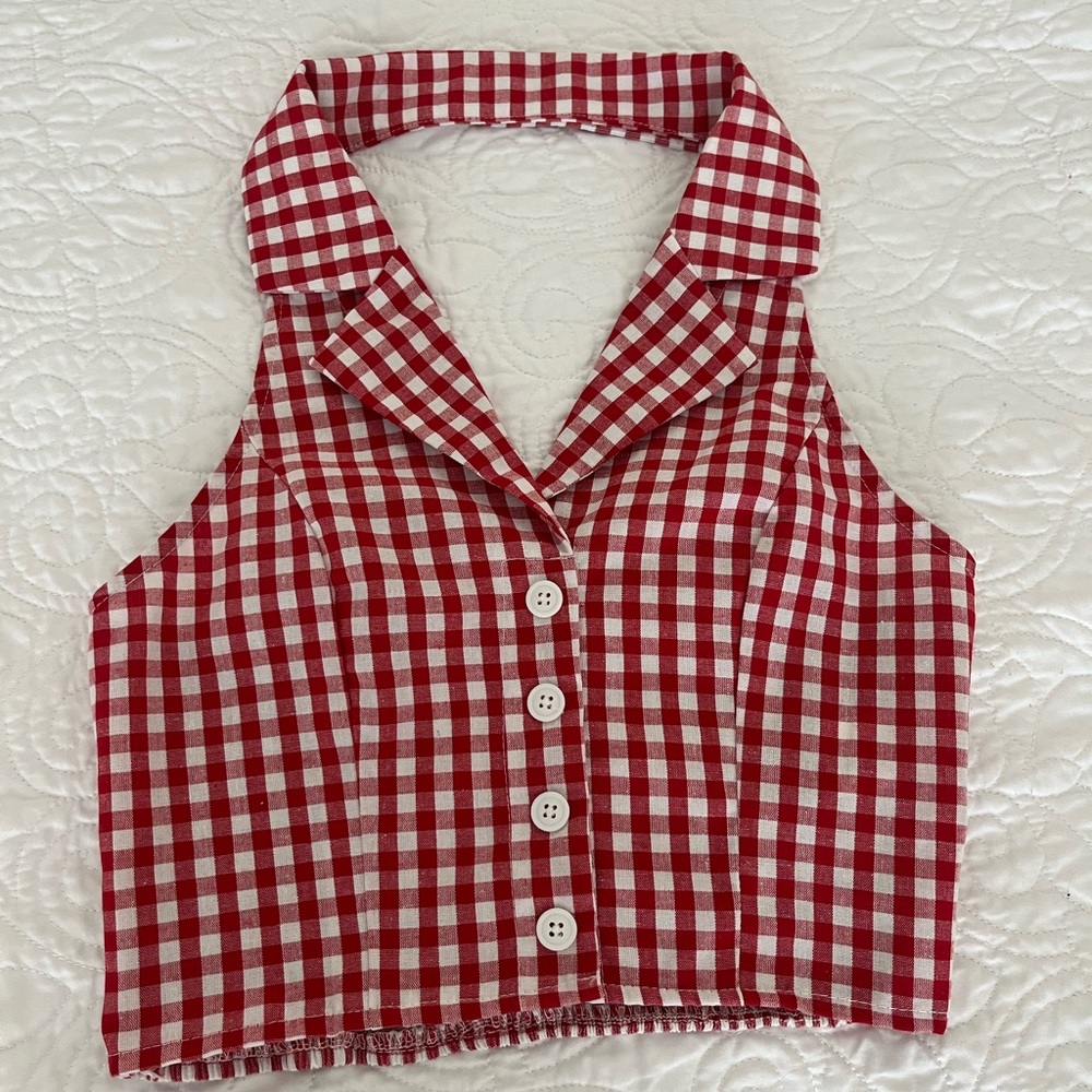 Red Gingham Halter Top